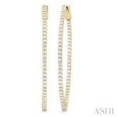 1 Ctw Inside & Outside Round Cut Diamond Hoop Earrings in 14K Yellow Gold